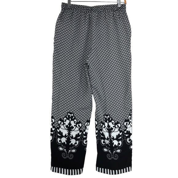 Chicos Womens Size 0 US 4 Pants Geometric Print Wide Leg Pull On Black TINY FLAW - Picture 7 of 15